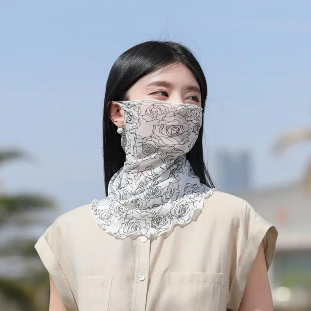 Elastic Fabric Neck Cover Printed Summer Neck Scarf for Cycling Use Breathable Sun Face Mask Headband for Outdoor