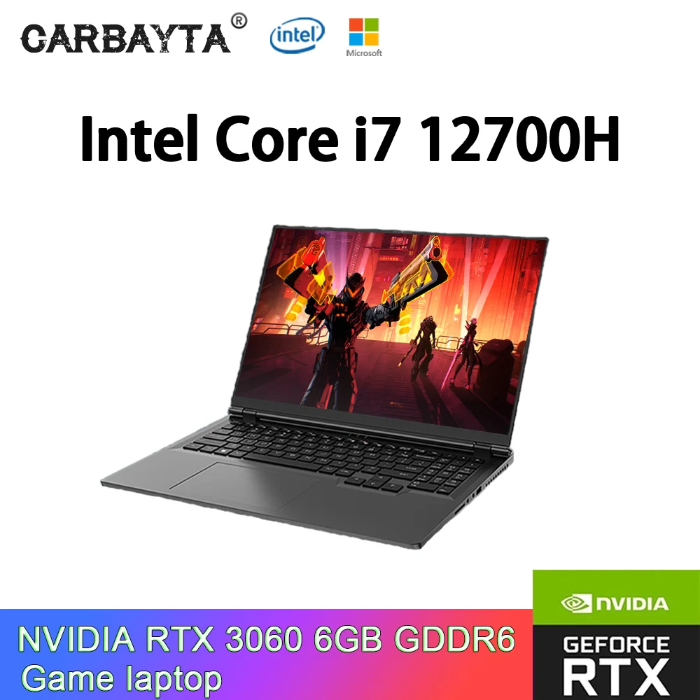 كمبيوتر محمول ماكس 64GB Rom 16 بوصة 2560x1600 IPS للألعاب I7 12700H NVIDIA RTX 3060 6GB بصمة ويندوز 11 10 برو Pcie Nvme