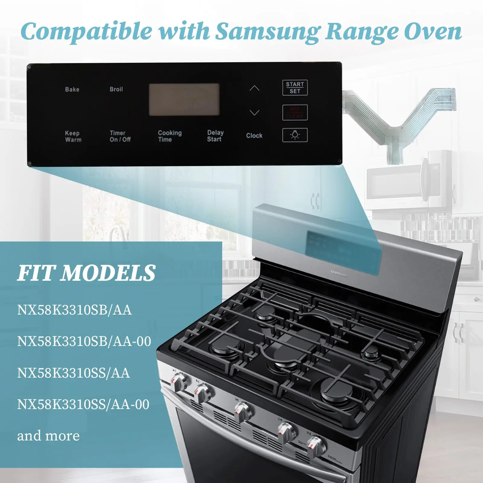 DG34-00036A Membrane Touchpad Control Panel Fit For Samsung Gas Range Oven Direct Replacement AP6244840 PS12086104