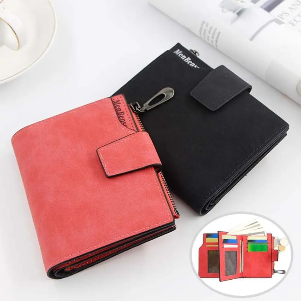 Korean Style Pocket Purse Wallet Large Capacity PU Leather Cash Purse Bag Multifunction Card Holder Short Wallets Outdoor