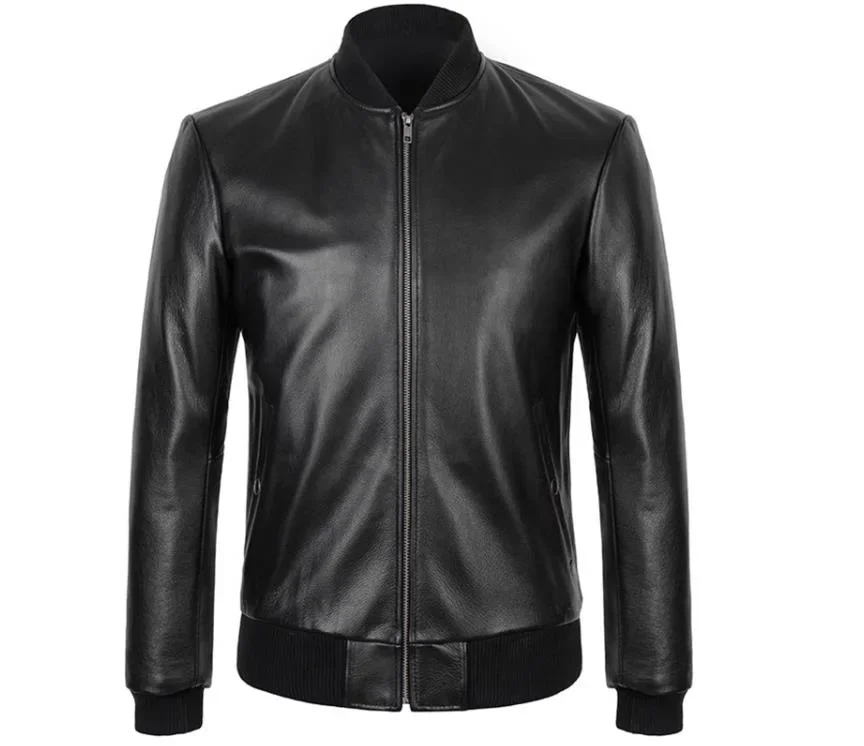 LNY! Chaqueta de cuero real informal para hombre, abrigo de piel de vaca, chaqueta Bomber de calidad, estilo béisbol, venta al por mayor, talla grande