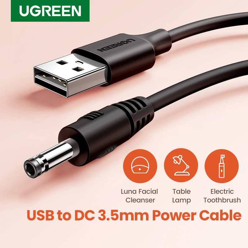 Ugreen USB to DC 3.5mm Power Cable USB A Male to 3.5 Jack Connector 5V Power Supply Charger Adapter for USB Fan Power Cable