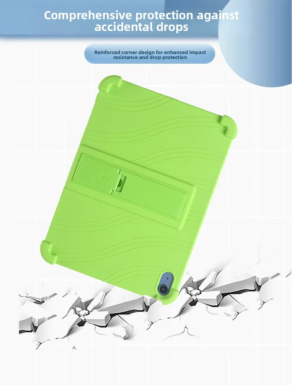 iPad 10. Generation Hülle 10,9 Zoll Silikon Stoßfeste Standhülle A2696 Kinderfreundlicher Fallschutz – Detail 7