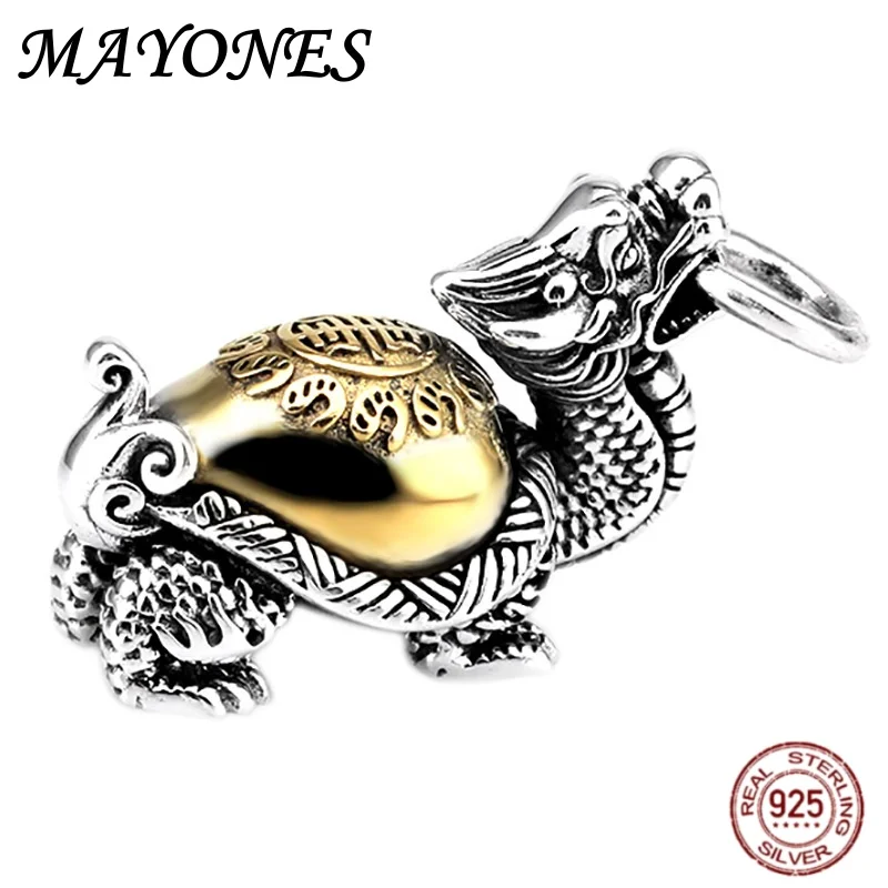 

Real S925 Sterling Silver Money Dragon Turtle Pendant Vintage Men's Personalized Thai Silver Pendant Attracting Wealth Beasts