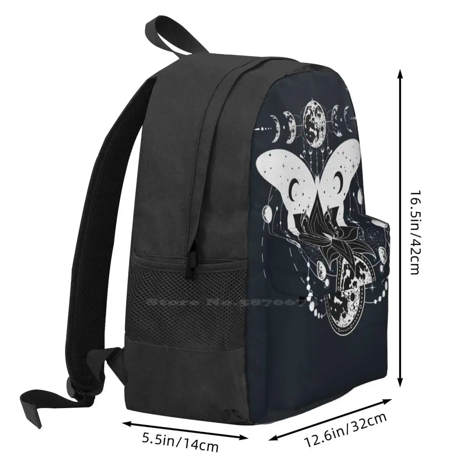 Mochila con diseño de flor de loto y mariposa para estudiantes, morral de simetría sagrada, geométrico y místico, Unisex, recién llegados