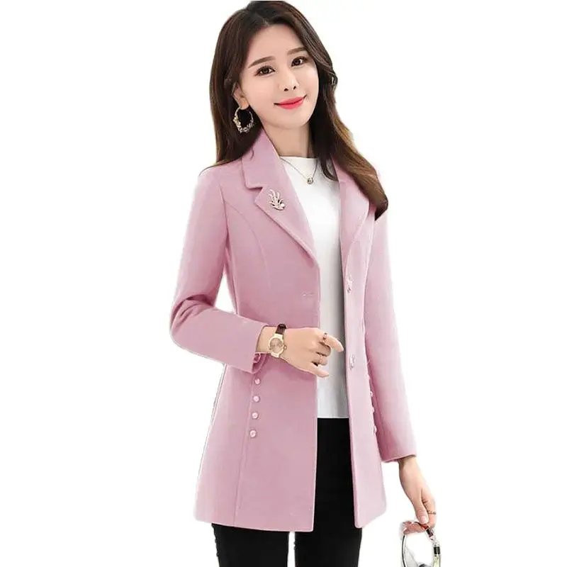 

2022 Spring And Autumn New Woolen Coat Fashion Slim Fit All-match Coat Loose Solid Color Short Women's Clothing