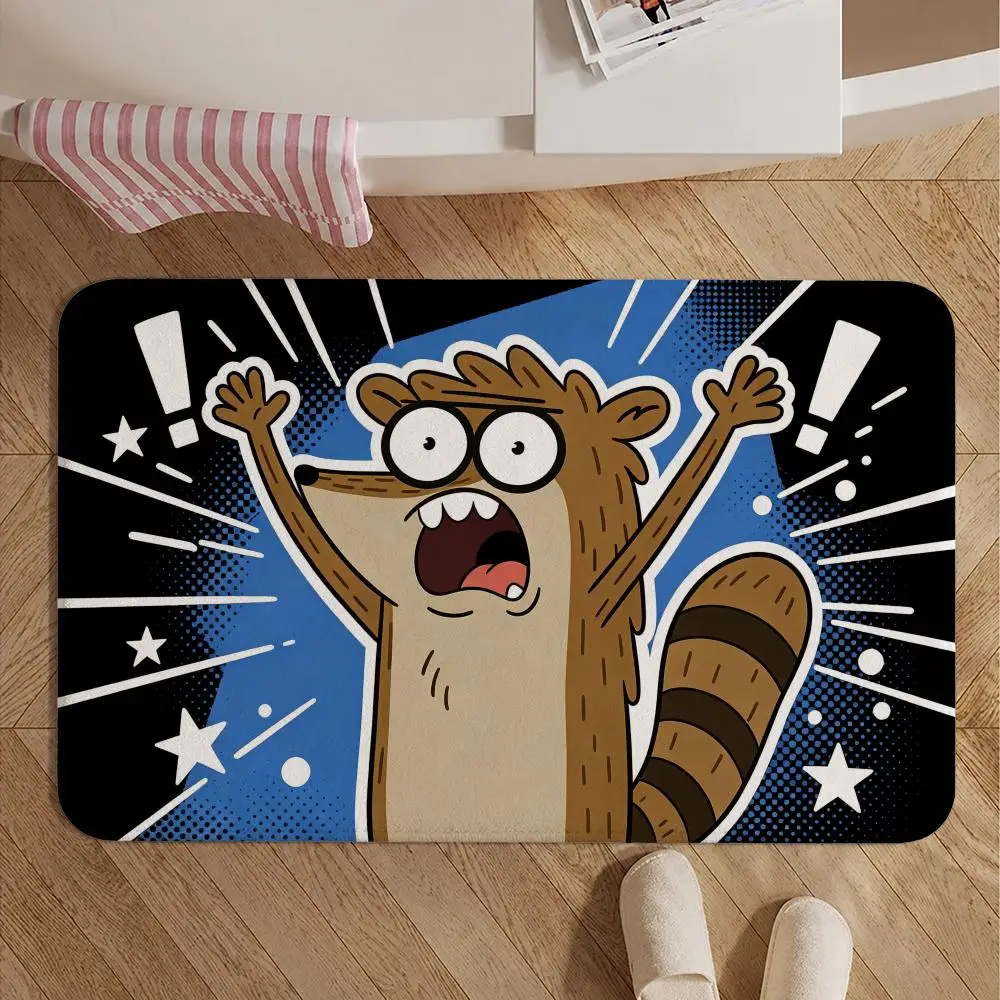 Animation-Rigby &MordecaiS Floor Mat Soft Non-Slip Bath Mat, Bedside Carpet, Absorbent Doormat for Home