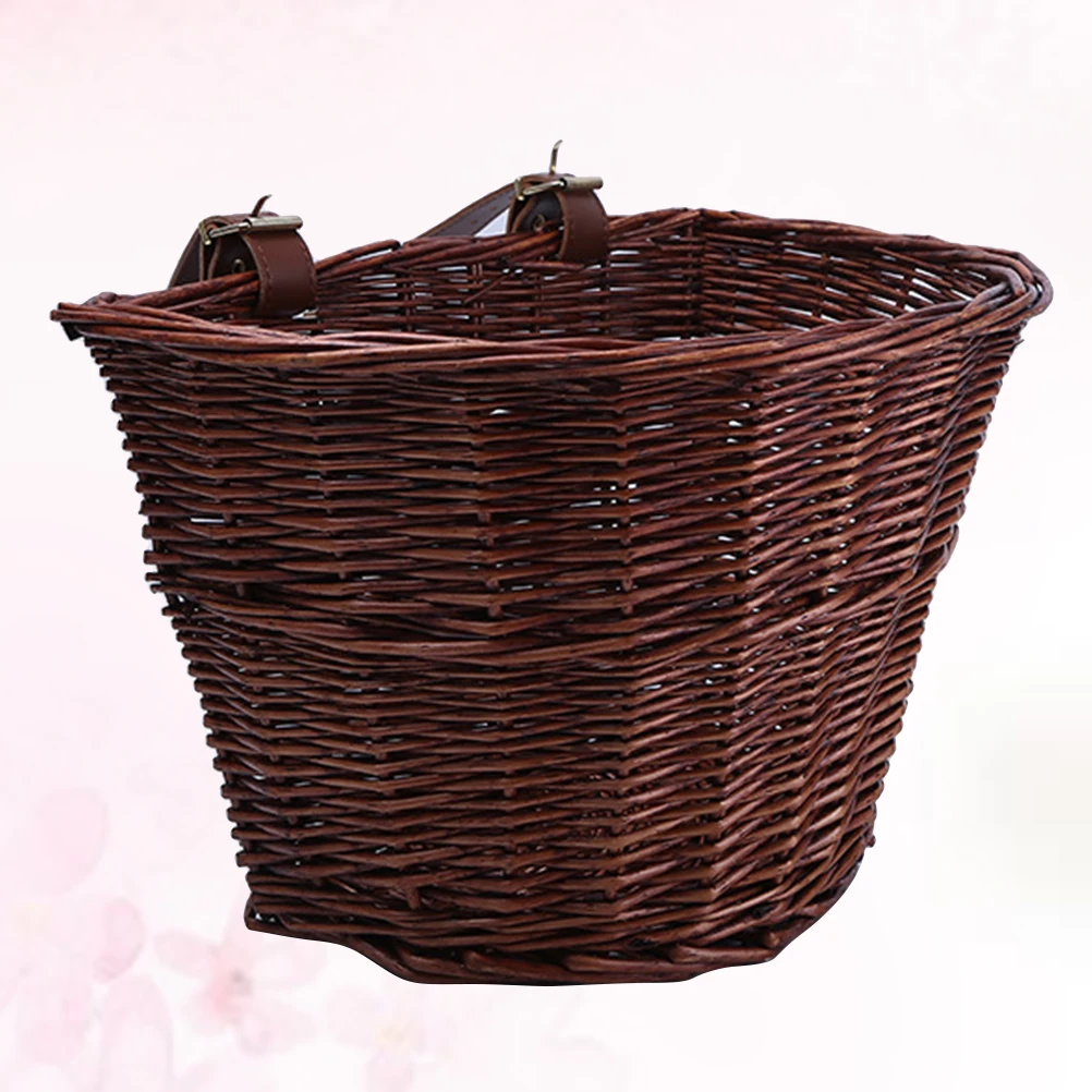 

Коричневая велосипедная корзина в форме буквы D, съемный контейнер для хранения на переднем руле, плетеная ручная работа, подходит для езды на велосипеде на открытом воздухе