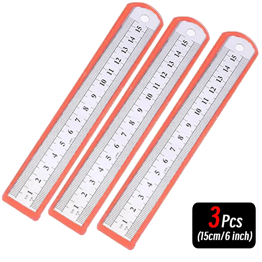 10P 15-30cm Roestvrij Stalen Metalen Rechte Liniaal Precisie Dubbelzijdig Precisie Meetinstrument Schaal Metrische Liniaal Accessoires