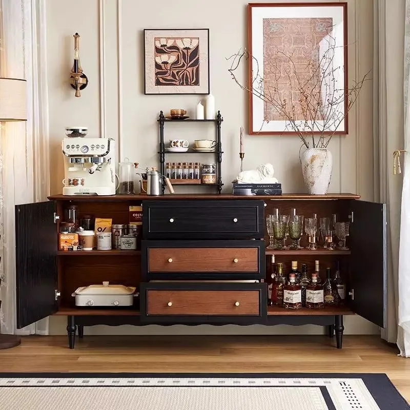 Build an elegant collection | New French solid wood dining side cabinet, with retro color scheme, become a romantic footnote