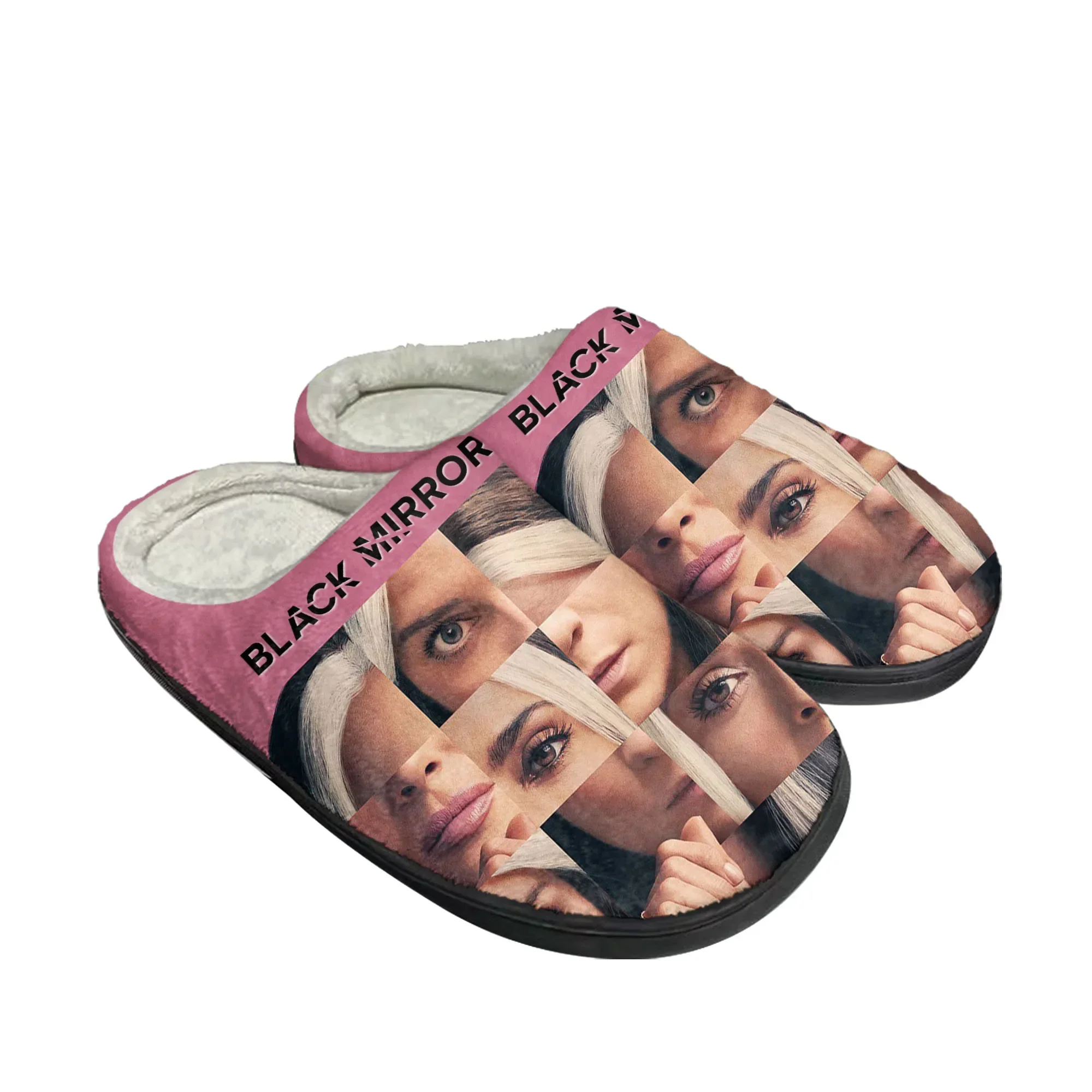 

Black Mirror Home Cotton Slippers Mens Womens Plush Bedroom Casual Keep Warm Shoes Thermal Indoor Slipper Customized DIY Shoe