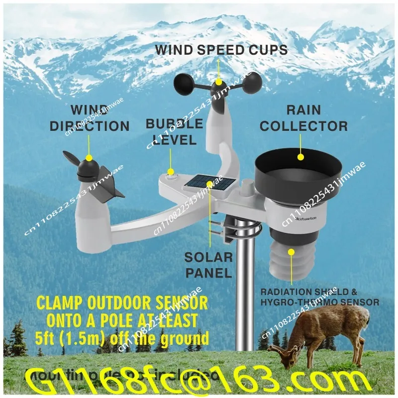 0345 Wireless Multifunction Weather Station Wind Speed Wind Direction Rainfall Temperature and Humidity 24H/48H  Forecast