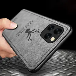 Slim Deer Pattern Fabric Skin Phone Case For iPhone 15 14 13 Pro Max 12 11 X XS XR 8 7 Plus SE Shockproof Bumper Hard Back Cover