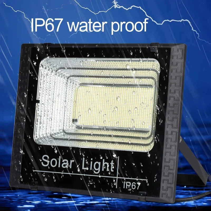 50-500W lampu banjir แสงอาทิตย์ควบคุมระยะไกล, สปอตไลท์พลังงานแสงอาทิตย์กลางแจ้ง IP67วิลล่าไฟข้างทางมุมปรับได้