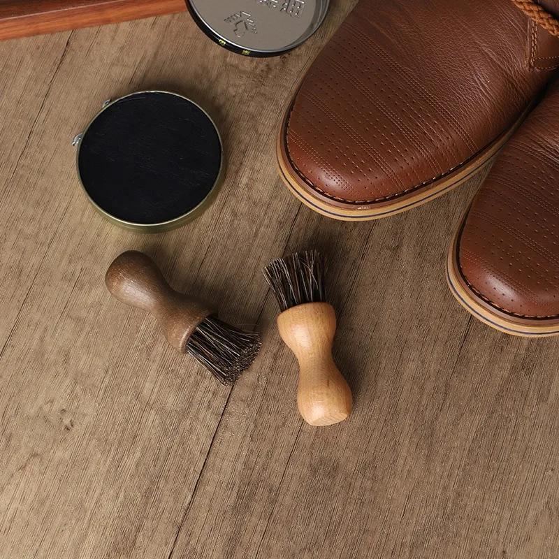 Wool Solid Wood Shoe Brush, Horsehair Oiling Brush, Care/Dust Removal/Oiling/Polishing, Specifically Designed for Bags/Shoes