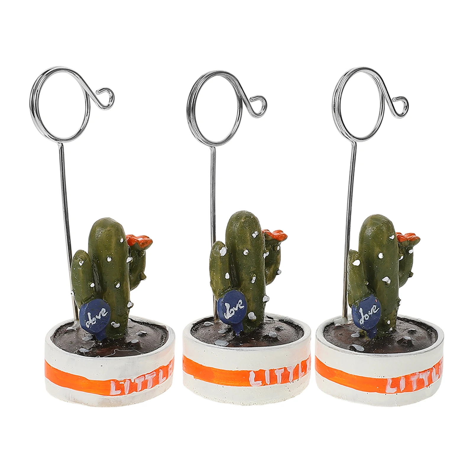 

3pcs Creative Mini Cactus Shape Memo Clips Photo Holders Table Menu Cards Holder Desktop Ornament Party Supplies Resin Metal