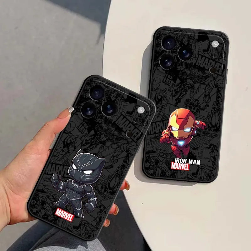 

Marvel Spiderman Thor Art For Apple iPhone 17 Air 16 16E 15 14 13 12 11 Pro Max Plus Black Soft TPU Cover Phone Case