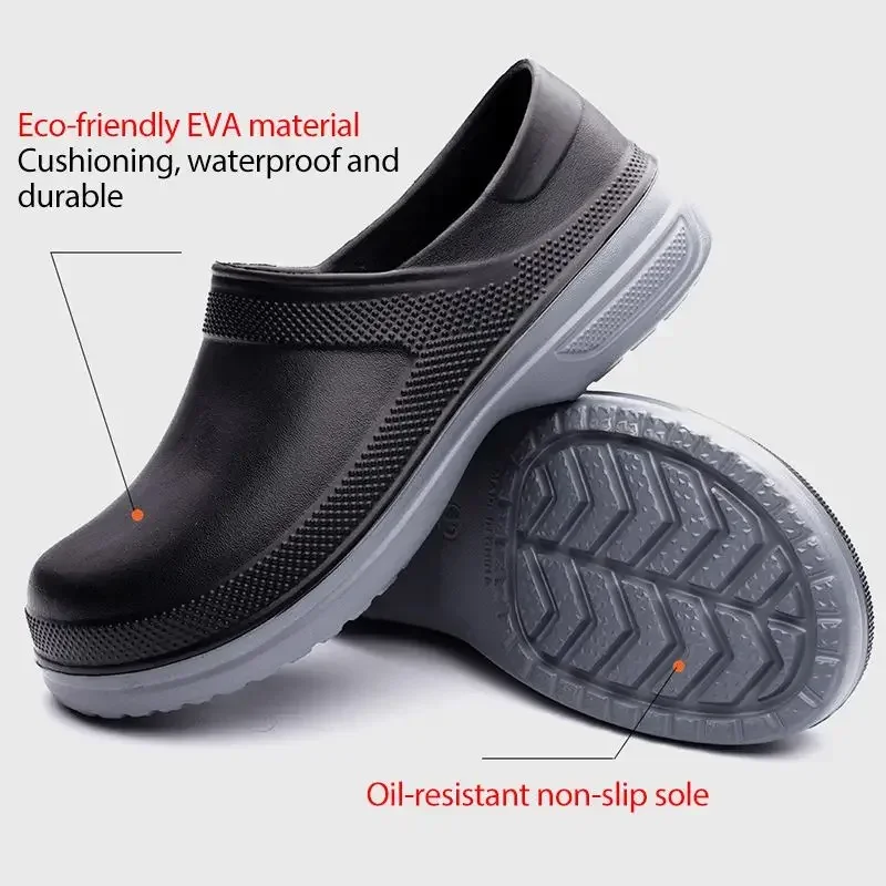 2021 New Hotel Kitchen Clogs Non-slip Waterproof Oil-proof Work Shoes Breathable Resistant Kitchen Cook Chef Shoes Plus Size
