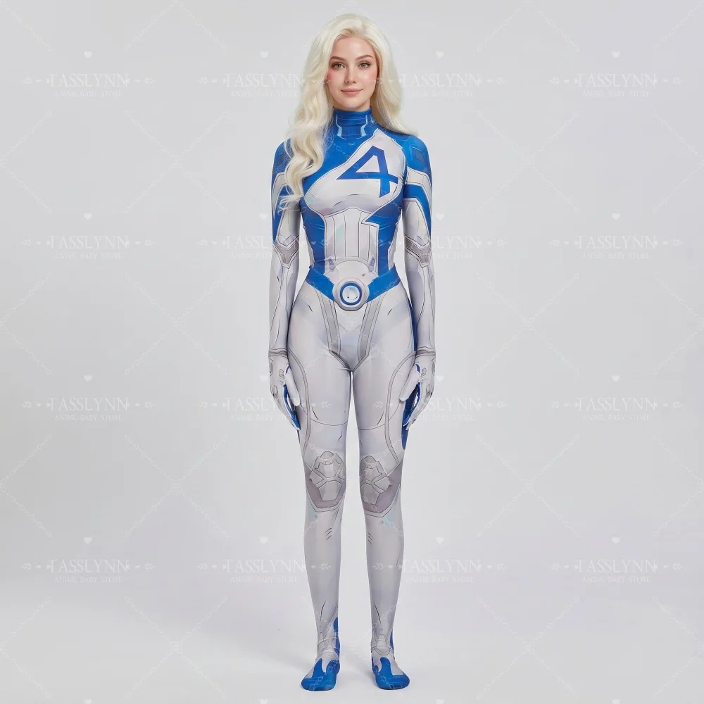 Invisible Woman Sue Storm Cosplay Zentai Bodysuit Sue Storm Cosplay Superhero Costume for Halloween Movie Roleplay Costume view 4