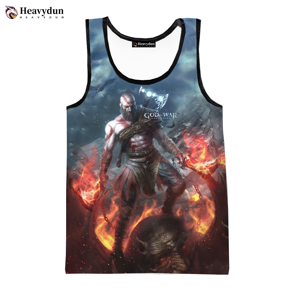 2023 New Game God of War Fashion Summer Men Tank Tops Sleeveless Shirts Spring Harajuku Streetwear 3D Printed Beach Tops Tees