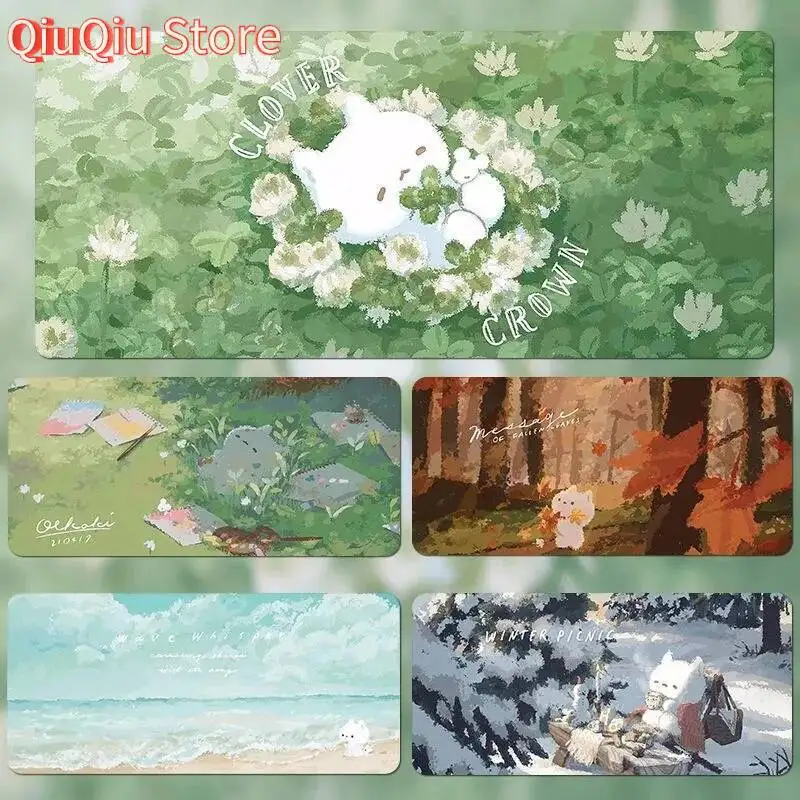 

Cute Bunny Kawaii Cartoon Large Leather XXL Cute Kawaii Cartoon Mousepad Computer Keyboard Laptop Pad Dining Table Desktop Mat