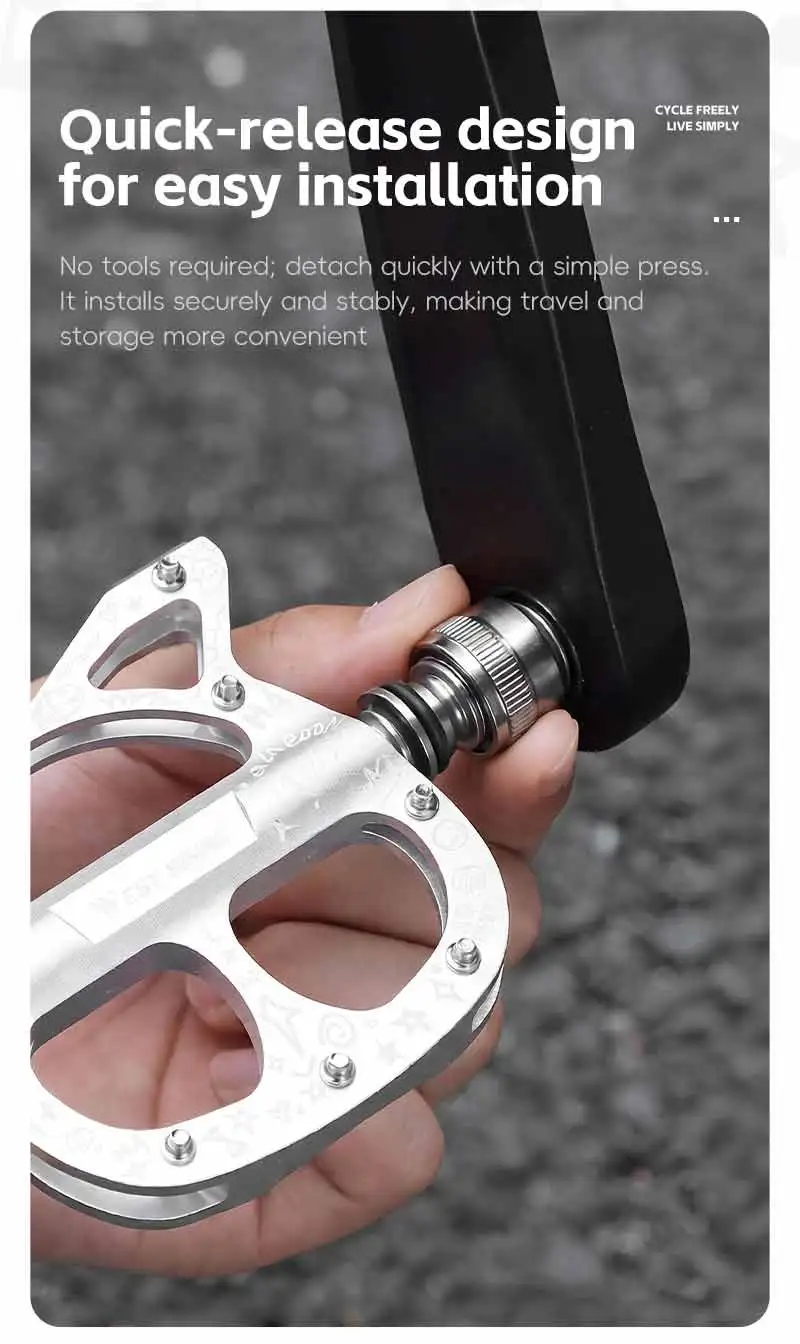 WEST BIKING Schnellspannpedale für Falträder, Katzenform, Aluminiumlegierung, rutschfeste Pedale, Fahrradzubehör für Frauen und Mädchen – Detail 7