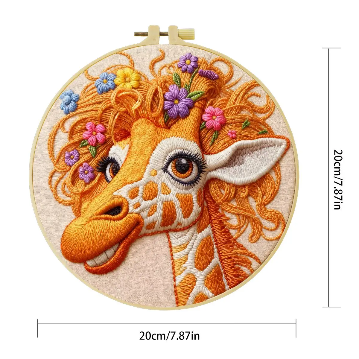 1 Stück 20X20CM/15X15CM 7,87/6,3 Zoll Giraffen-Stickerei-Starter-Kit DIY-Kit DIY-Stickerei-Set Handarbeiten Nadelkunst – Detail 4