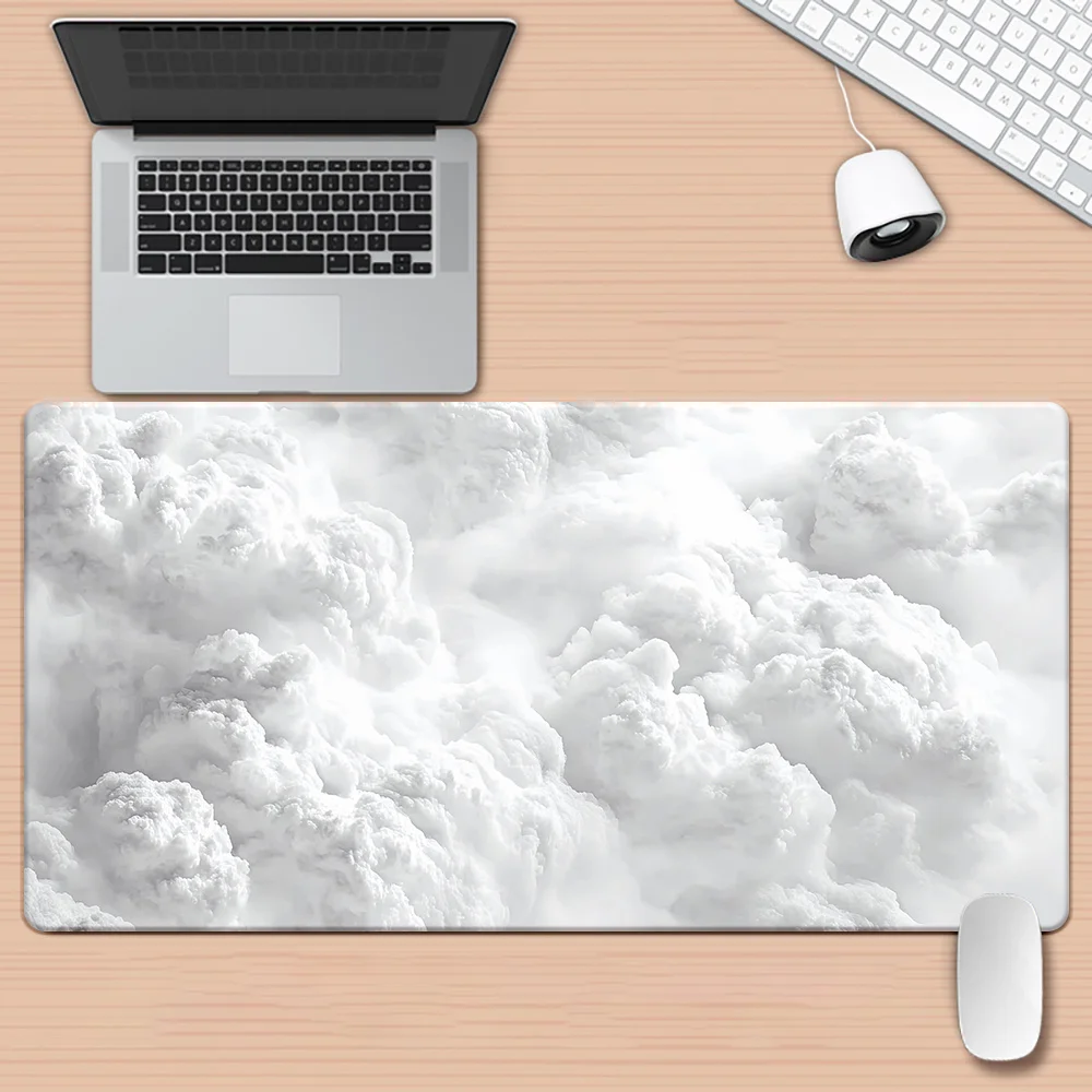 

1pc Extra Large Rubber Mousepad with White Cloud HD Print, Multi-Functional Desk Mat for Gaming, Keyboard & Mouse, Durable Offic