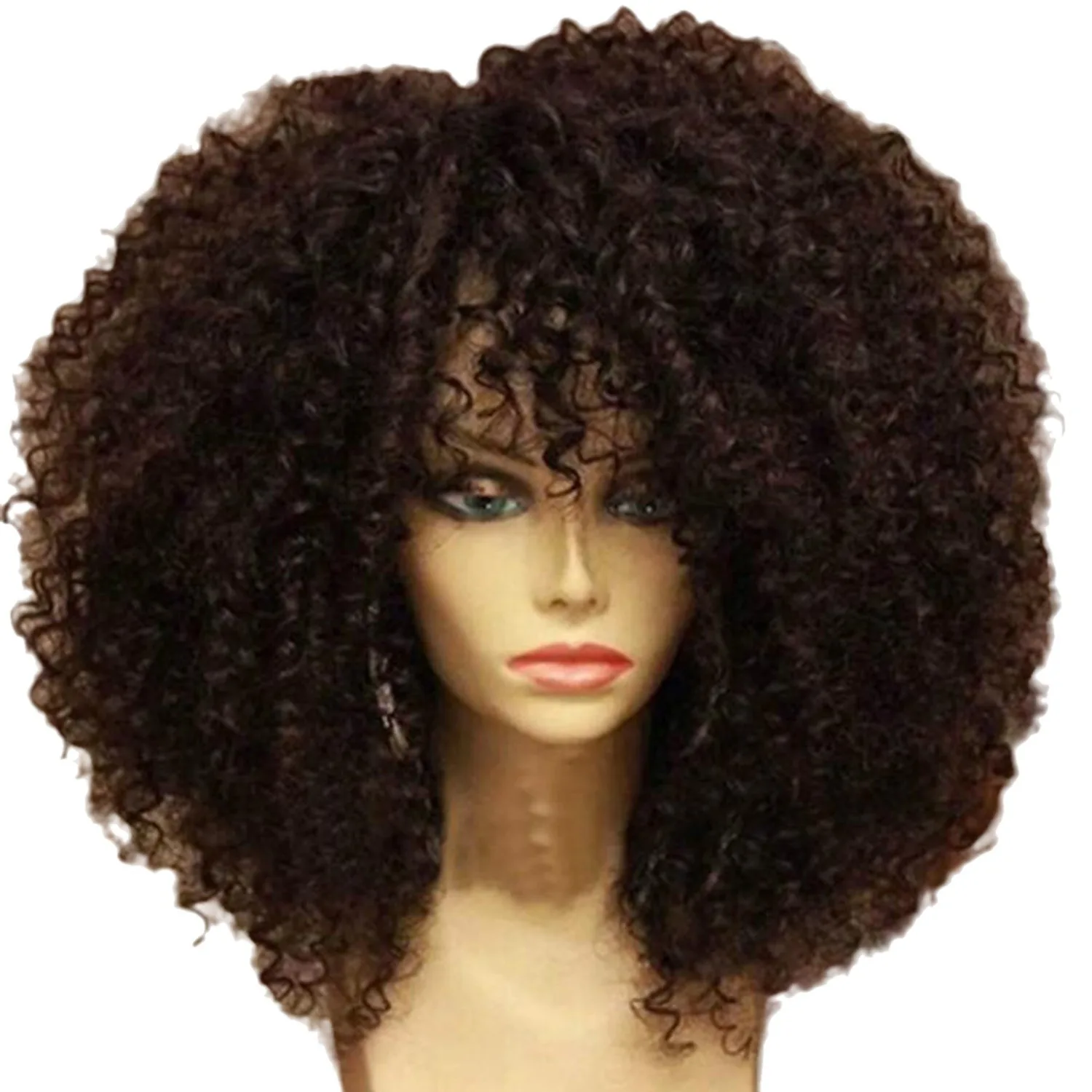 Retro Style Black Curly Hair, African Style Wig, Not Easily Deformed Shape, Trendy