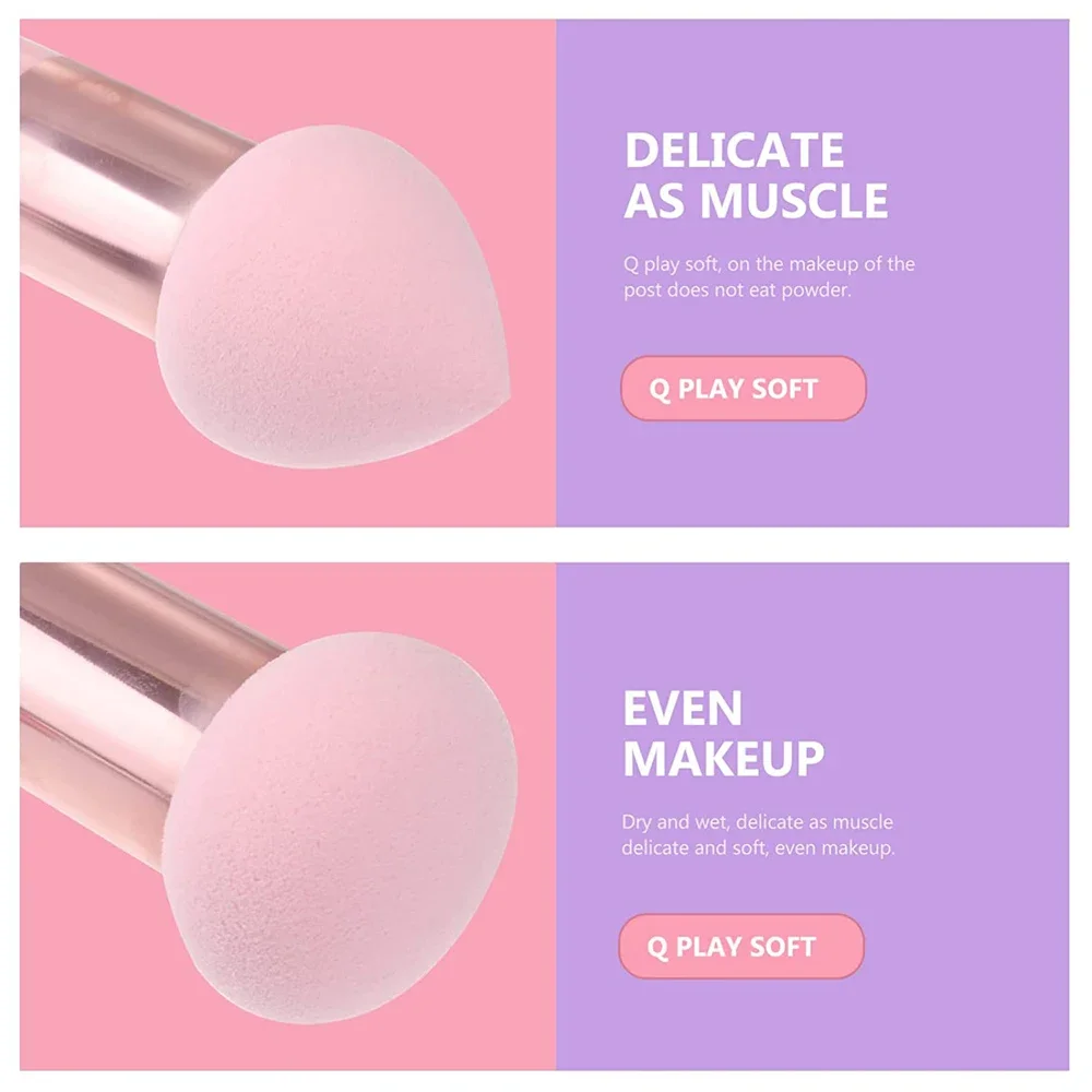 3 pièces femmes fond de teint poudre cosmétique bouffée champignon tête visage correcteur mélangeur pinceaux de maquillage avec poignée lisse outils de beauté
