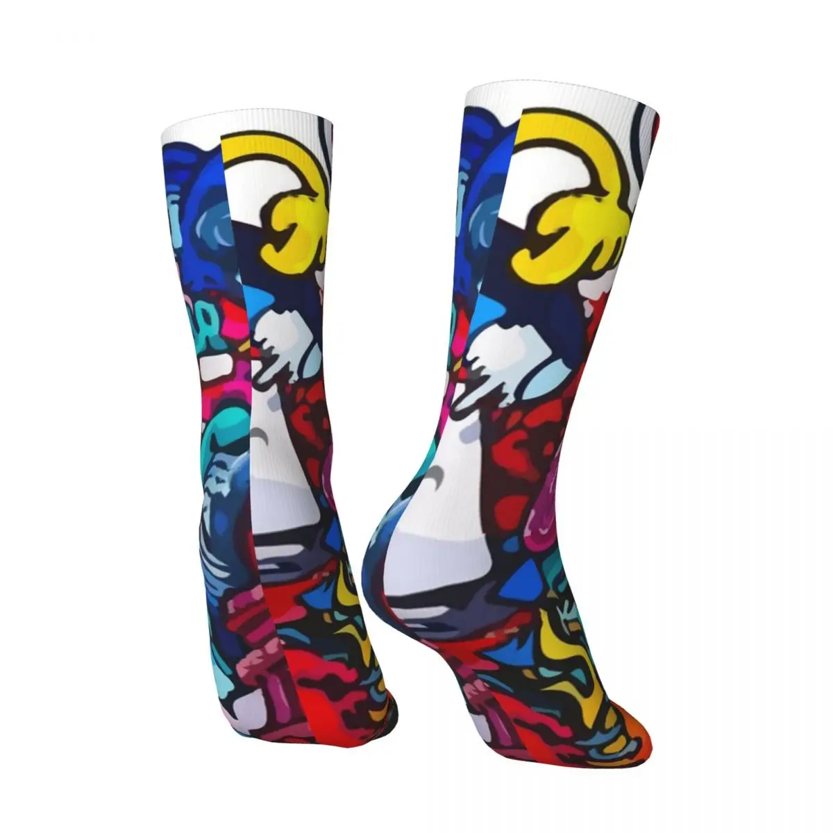 Funny Crazy Sock for Men Gawx Art Hip Hop Harajuku Doodle Art Happy Seamless Pattern Printed Boys Crew compression Sock