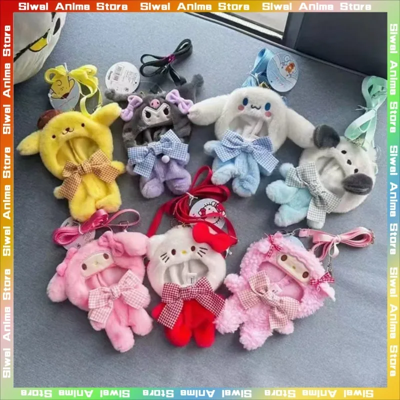 

Кукла Labubu переменная одежда Kawaii аниме Hello Kitty Kuromi Melody Cinnamoroll, покрытие головы, милая плюшевая кукла Labubu, одежда в подарок