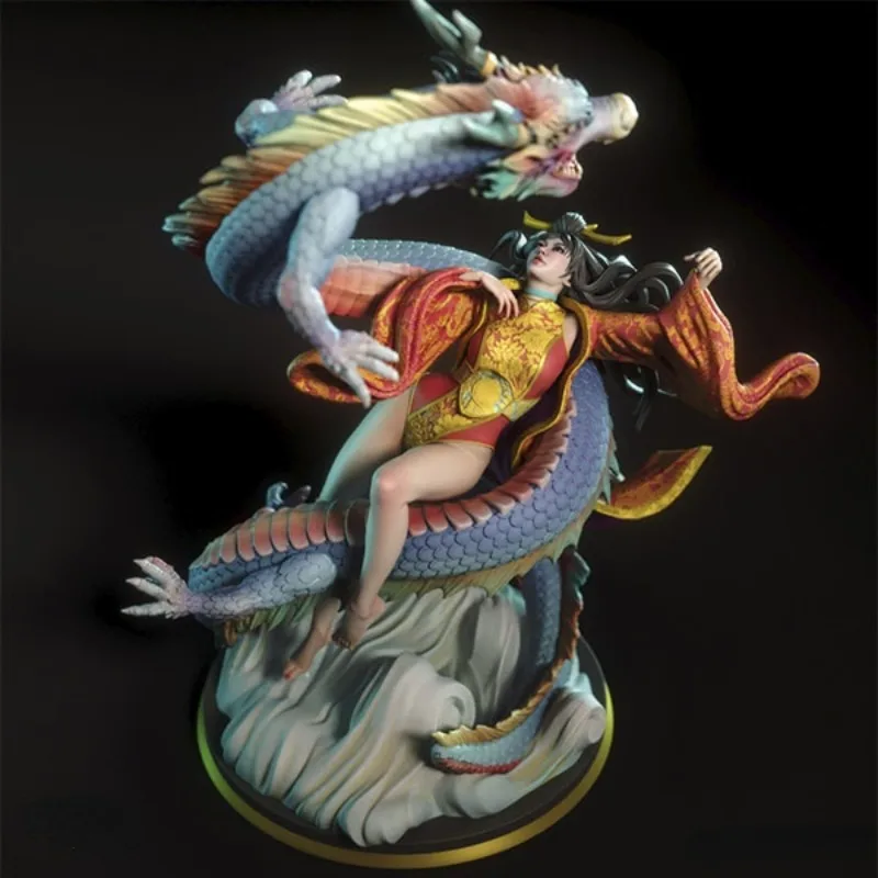 Yahui and the Dragon 1/24 Scale Resin Figure Model Kit Fantasy Hobby Miniatures Unassembled and Unpainted Free Shipping