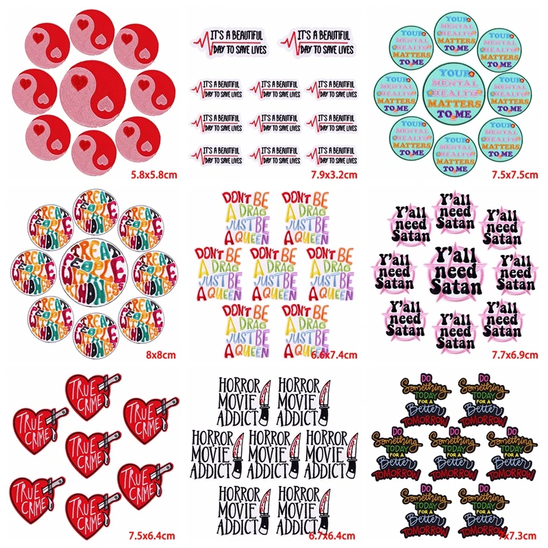 

10 pcs/lot Wholesale Cartoon/Letter Patch Iron On Patches For Clothing Thermoadhesive Patches On Clothes Sewing Embroidery Patch