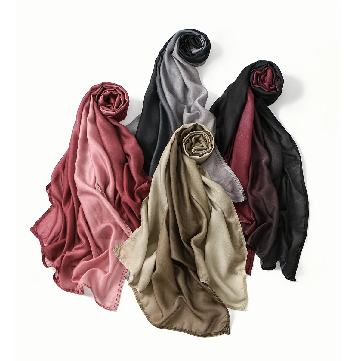 Bufanda Hijab de rayón de algodón degradado para mujer, chales envolventes para la cabeza de alta calidad, diadema musulmana, turbante islámico de talla grande 180*70cm