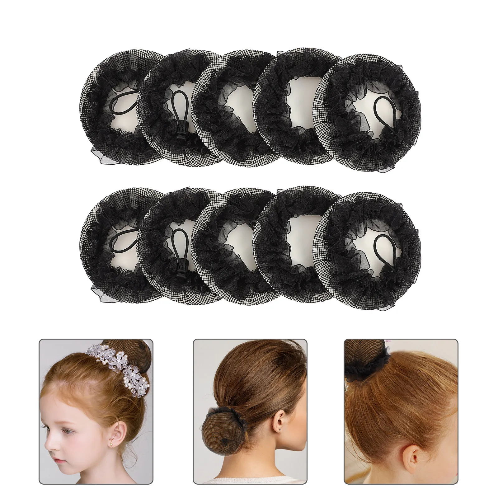 

10Pcs Chic Elastic Mesh Hair Bun Net Snood Cover for Women Hair Styling Face Care Ballet Dance Performance Clean Tidy