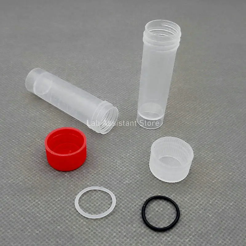 200pcs/lot 5ml Plastic Freeze Pipe Freezing Tube with Silicone Gasket,Cryovial with color cap Shool Lab Experiment Supplies