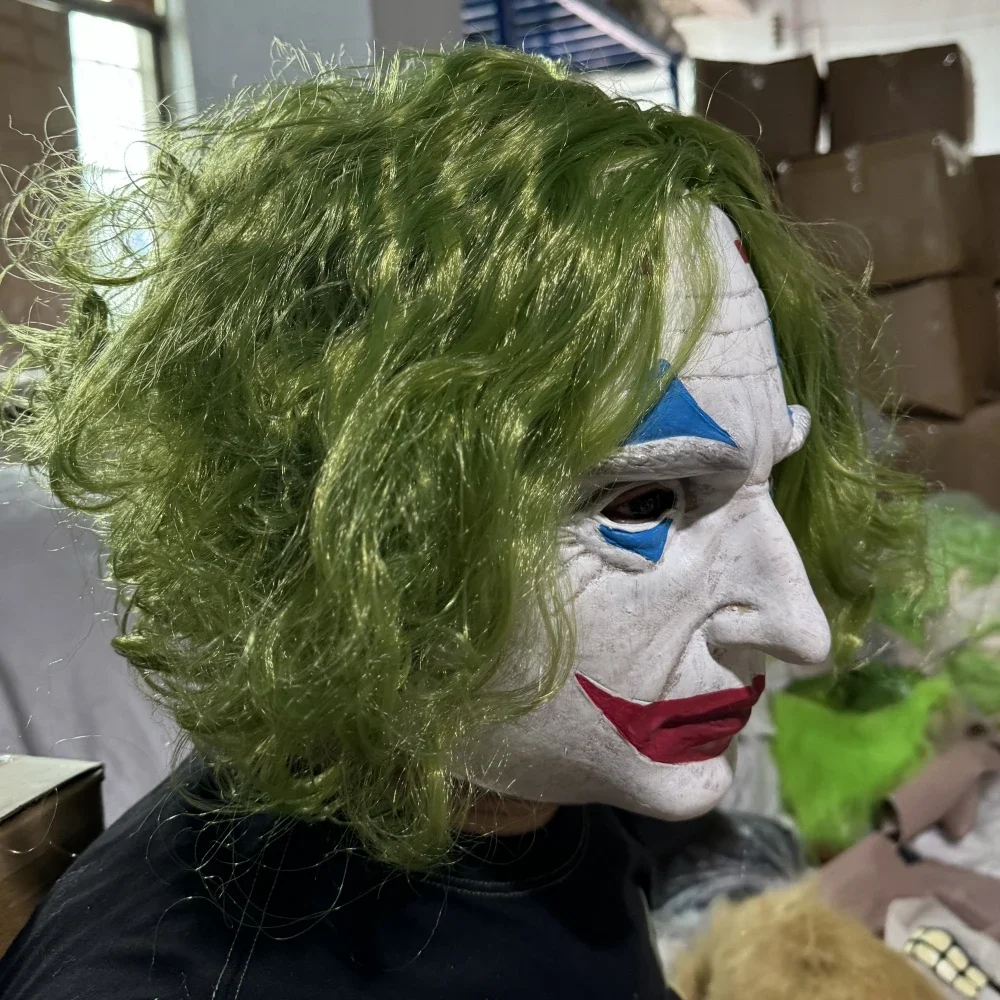 1pc coringa máscara romance cabelo verde terror palhaço máscara cosplay circo desempenho máscara de látex halloween coringa adereços festa headwear