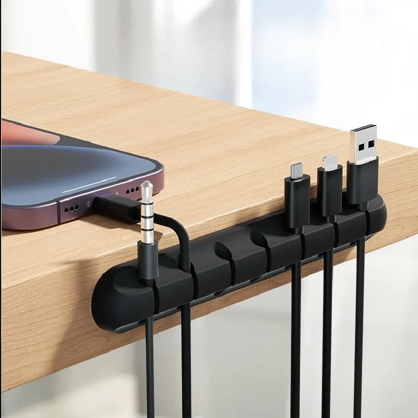 

USB Cable Manager Wire Holder Flexible Cable Management Winder Tidy Silicone Clips For Mouse Keyboard Earphone Protector