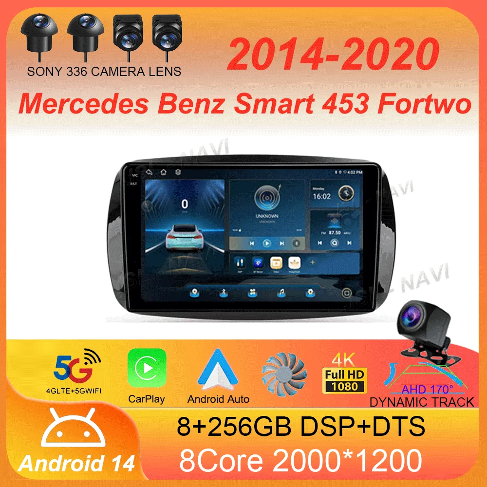 

Автомобильный радиоприемник Android 14 Carplay для Mercedes Benz Smart 453 Fortwo 2014 2015-2020 навигация GPS мультимедийный плеер стерео Wi-Fi + 4G