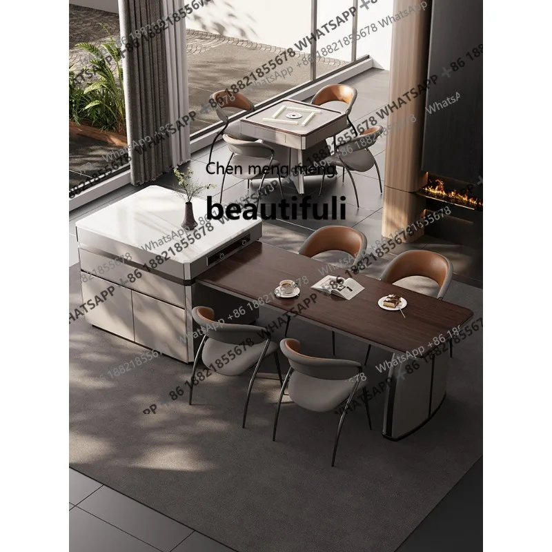 

Square table square medieval style small apartment black walnut wood dual-purpose dining table