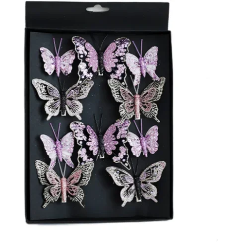 

Christmas Tree Butterfly Ornaments with Glitter and Clip Attachment for Holiday Decorations and Seasonal Home Display