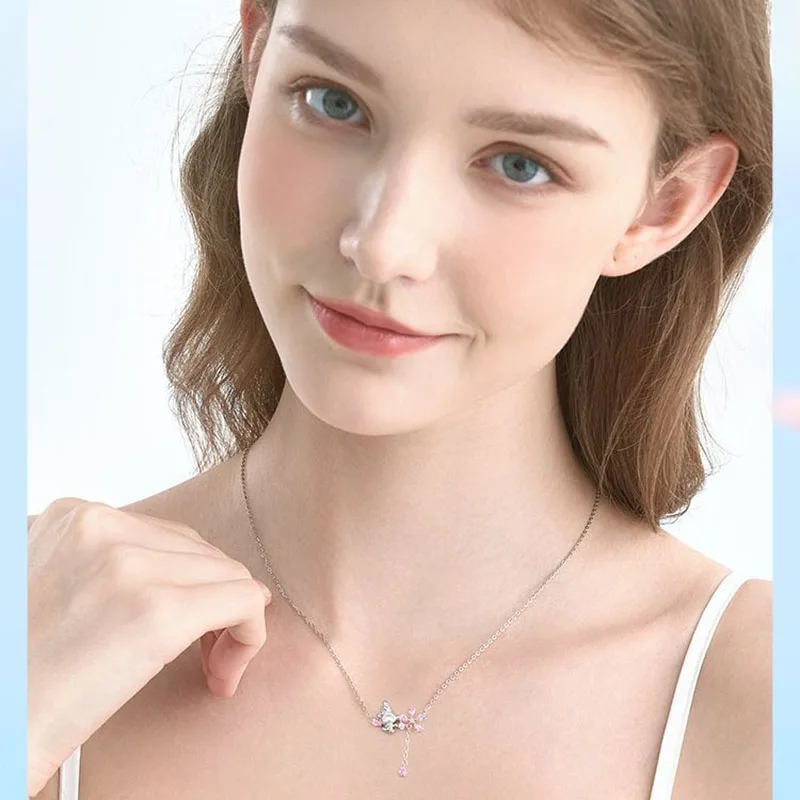 Mininstants Sanurgente My Melody Sakura Collier pour Femme, S925, Incrusté, Zunderes, Romantique, Dessin Animé Polyvalent, Mode Fille, Bijoux Cadeaux