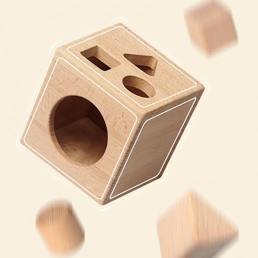 Toddler Shape Recognition Toy Wooden Shape Sorting Box Educational Toy Preschool Geometry Block Matching Game Fine for Toddlers