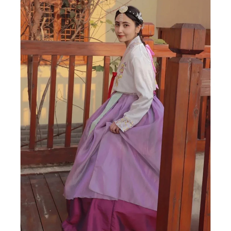 

Traditional Korean Clothing Hanbok Dress for Women Ancient Palace Robe V-neck National Performance Festival Outfit Women Costume