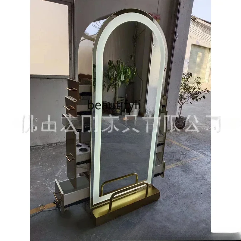 smt03A ss NewHair salon LED mirror with lamp beauty salon mirror table barber shop single-sided double-sided