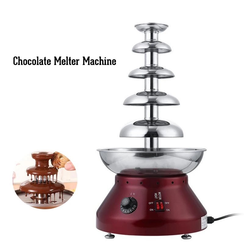 5 Layer Commercial Wedding Chocolate Fountain Machine Electric Chocolate Melting Furnace Chocolate Melter Heating Device