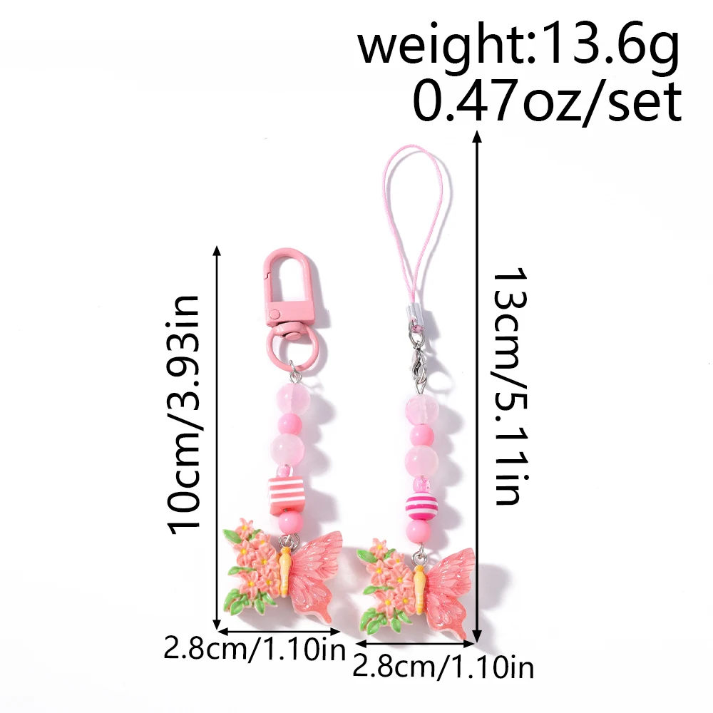Aihua Schöne bunte Blume Schmetterling Schlüsselanhänger handgemachte Handy Lanyard Telefon Kette hängen Telefon Gurt Anhänger Schmuck Geschenke – Detail 12