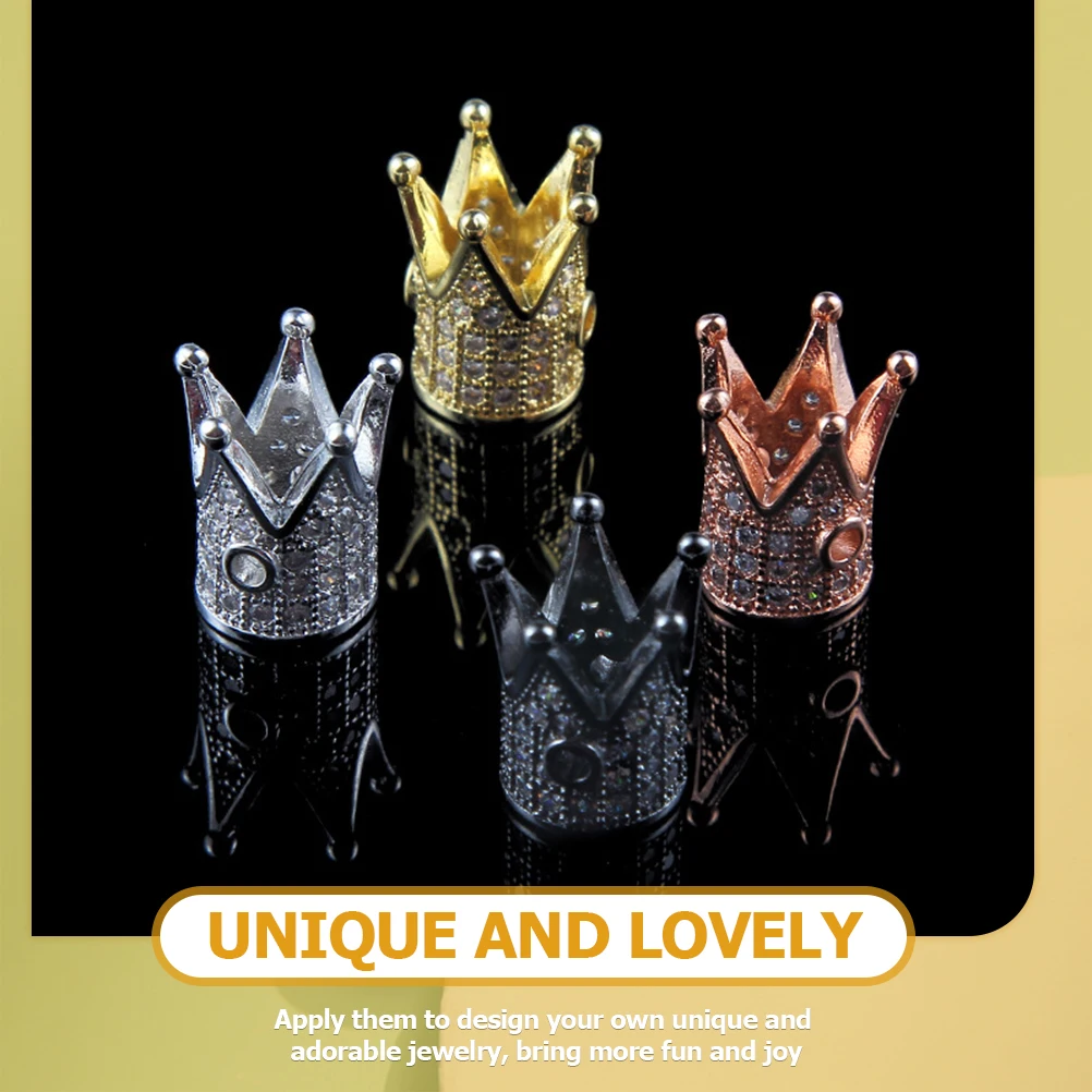 12 Pcs Crown Beads Spacer Pendant Rhinestones Crystal Making Charm Jewelry Crowns Accessories Bracelets Earrings Necklace