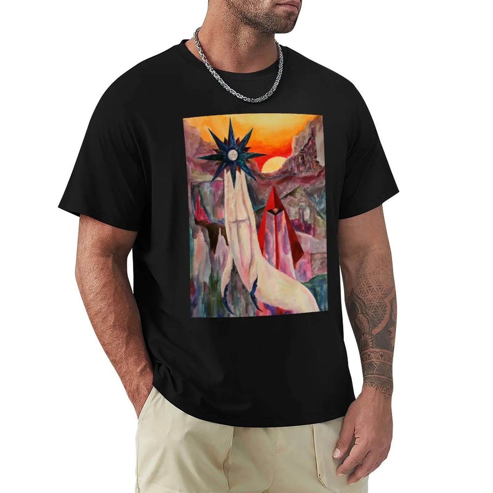 City of the Sun - Abstract Watercolor Painting by Frank Heiler T-Shirt Plus Size Summer Casual T-Shirt